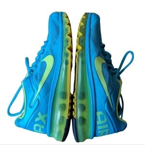 Nike Air Max blue and lime green shoes sneakers sz 8.5